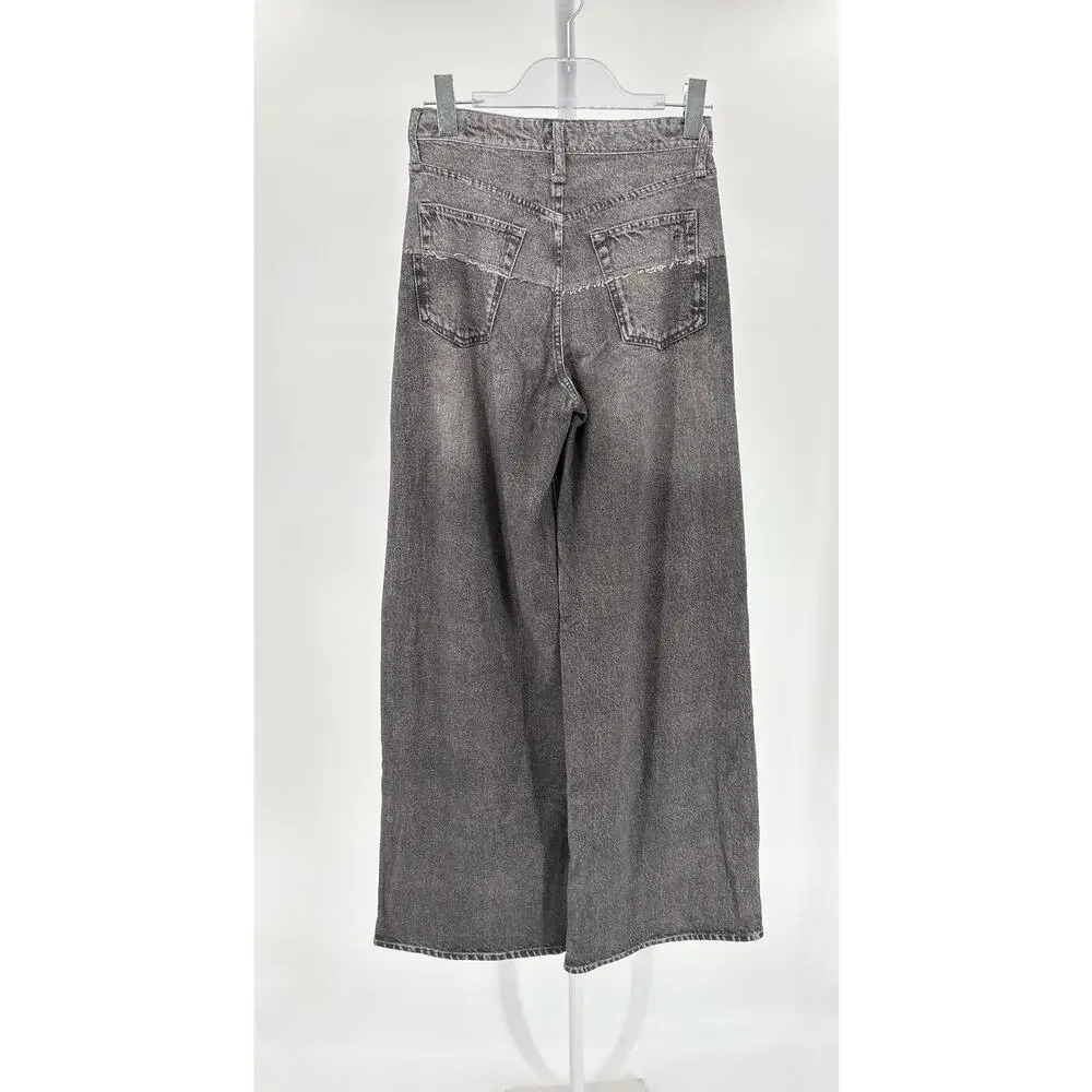 rag & bone Miramar Terry Sofie Washed Black Wide Leg Pants Jeans Two Tone 24